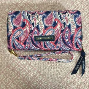 (Paisley)Simply Southern Wallet, NWOT, Pink, Blue. 7.5”x4”x0.75”